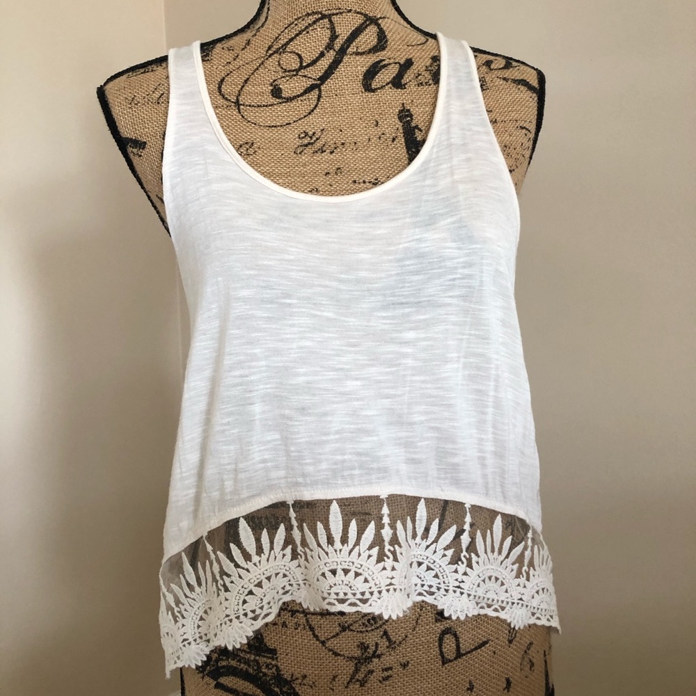 Tan tank top cami with detail hem